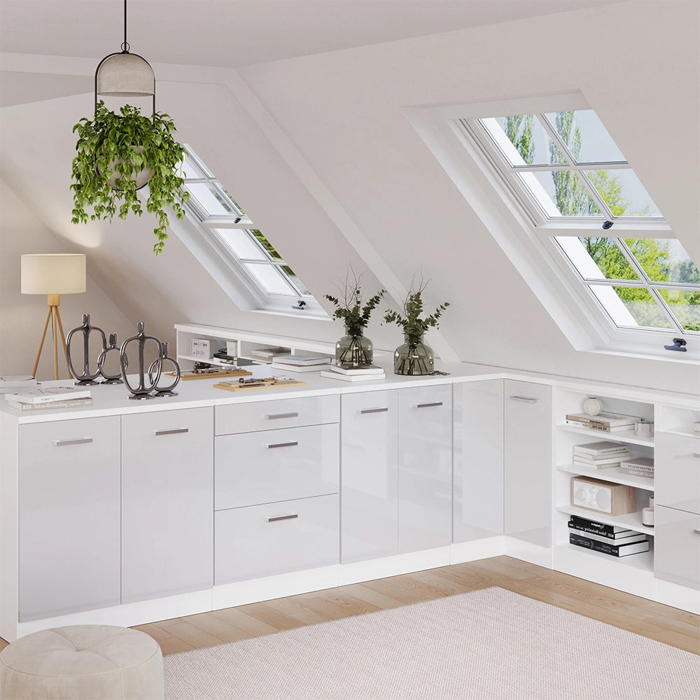 Mobile per mansarda Rion Bianco lucido/Bianco 60 x 83.8 cm senza inclinazione con 2 ante Vicco