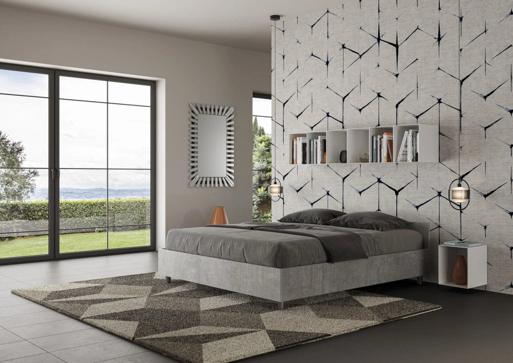 Letto matrimoniale contenitore 160x200 cemento Nuamo