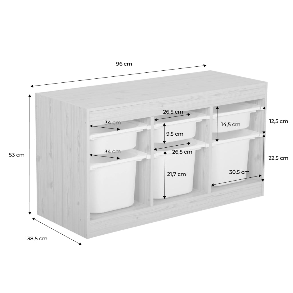 Mobile contenitore per bambini decorazione legno 6 contenitori