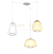 SOSPENSIONE BIANCO 3 LUCI SPOSTABILE VETRI ALPHA AM + BETA AM + GAMMA TR 1176BI-S3 S ABG-TA