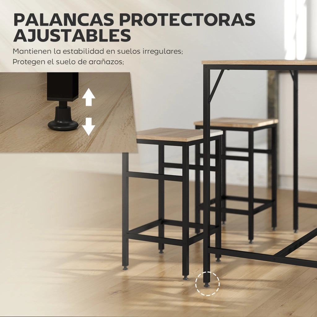Set tavolo da bar e 4 sgabelli ¨C zephmum ¨C nero e rovere 100x60x88 cm 32x32x57 cm
