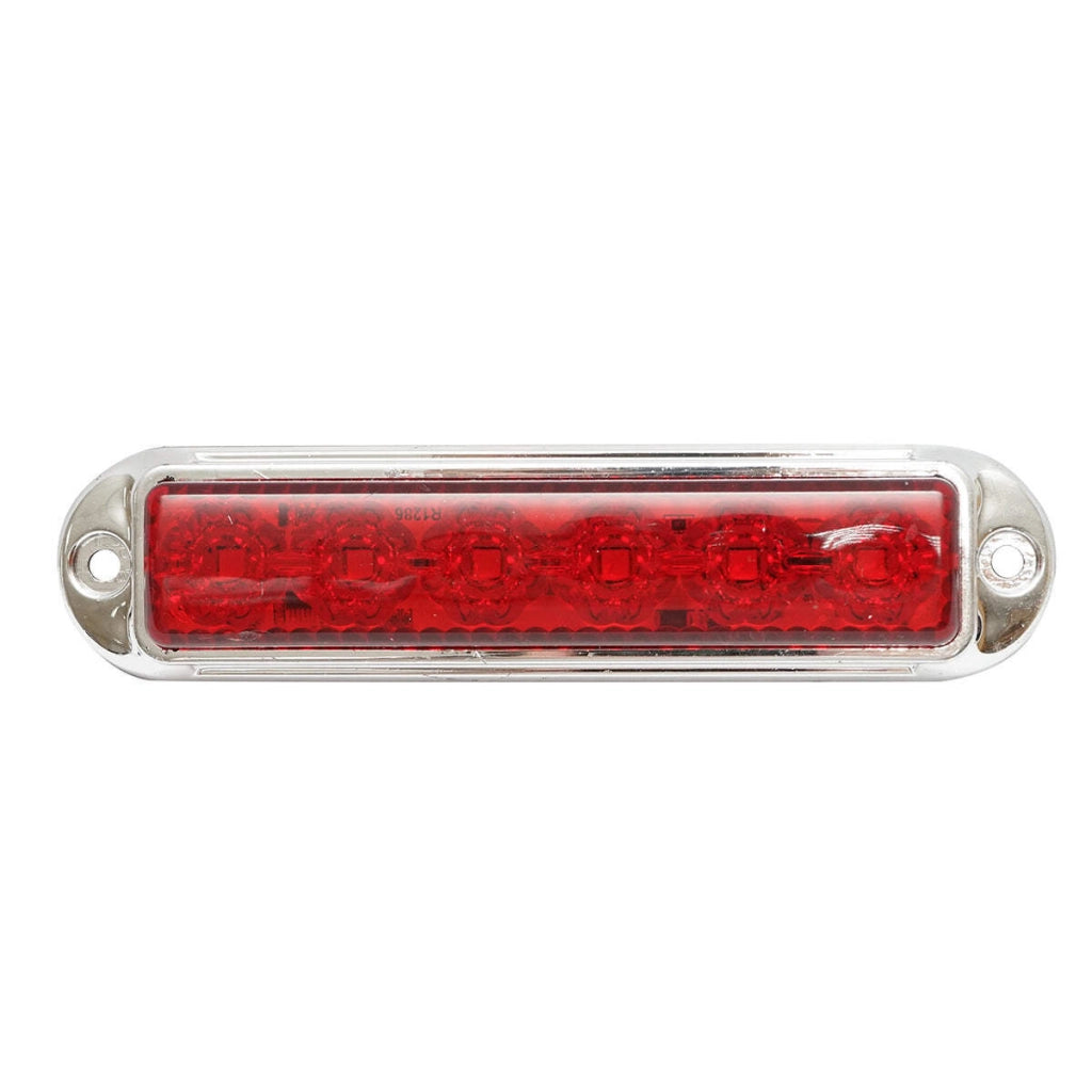 Lampada laterale LED, 12V-24V, rossa, 4 funzioni, 155x37 mm, con cornice cromata, Breckner Germany