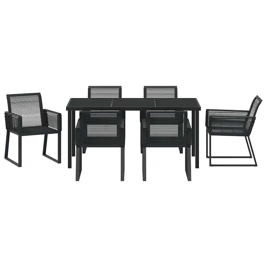 Set da Pranzo per Giardino 7 pcs Nero