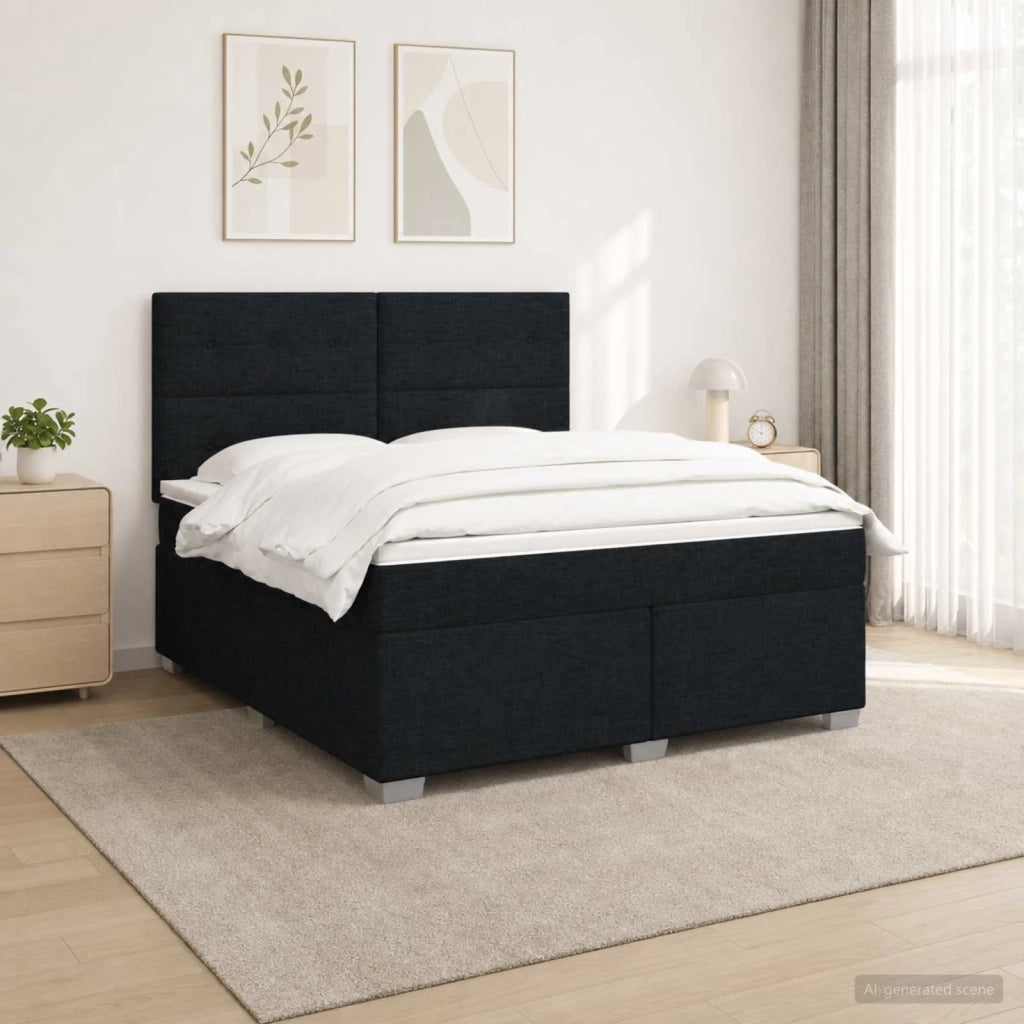 Letto box spring con materasso Nero 160 x 200 cm Tessuto 3454910