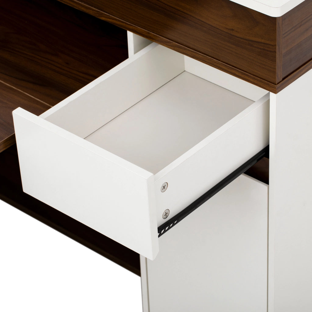 Tavolo da Pranzo Allungabile con Credenza e Cassetto ¨C MINIMAL ¨C Bianco/Noce