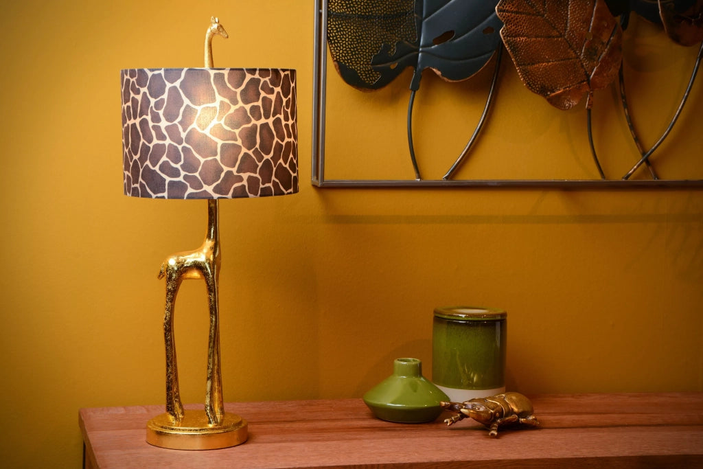Lampada da tavolo giraffa oro con paralume 60cm E27 Lucide