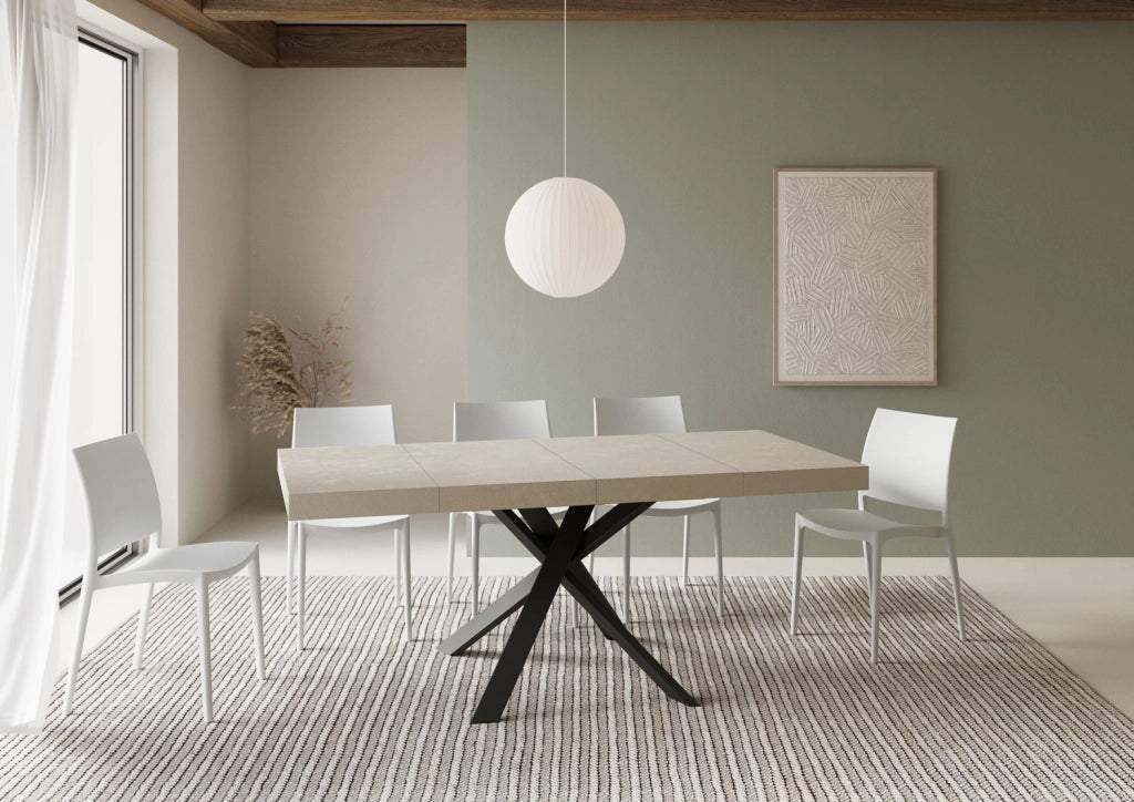 Tavolo allungabile 90x90/194 cm Clerko Premium cashmere gambe antracite