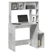 vidaXL Scrivania Mensole Grigio Cemento 100x45x140cm Legno Multistrato