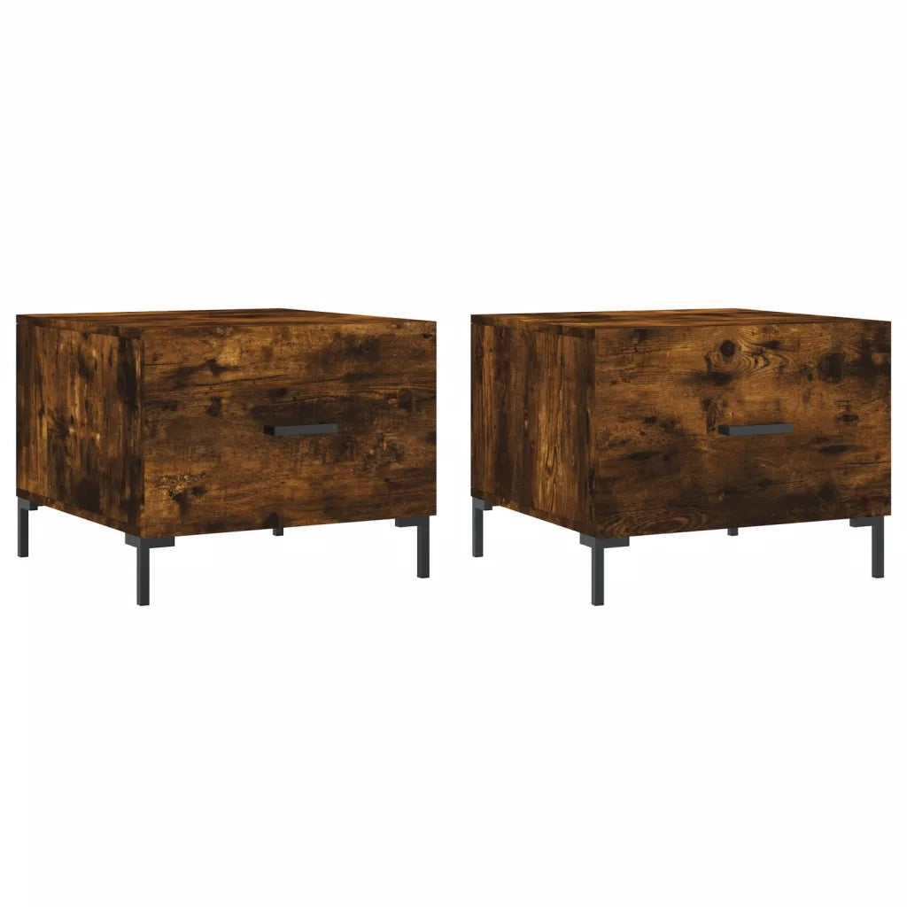 2 pz Tavolini salotto | Tavolino da caff¨¨ | Tavolino da Soggiorno Rovere Fumo 50x50x40cm Legno Multistrato