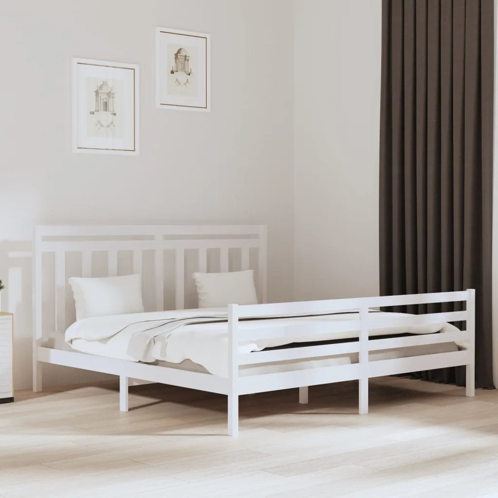 Giroletto-Struttura Letto Bianco in Legno Massello 200x200 cm 503061