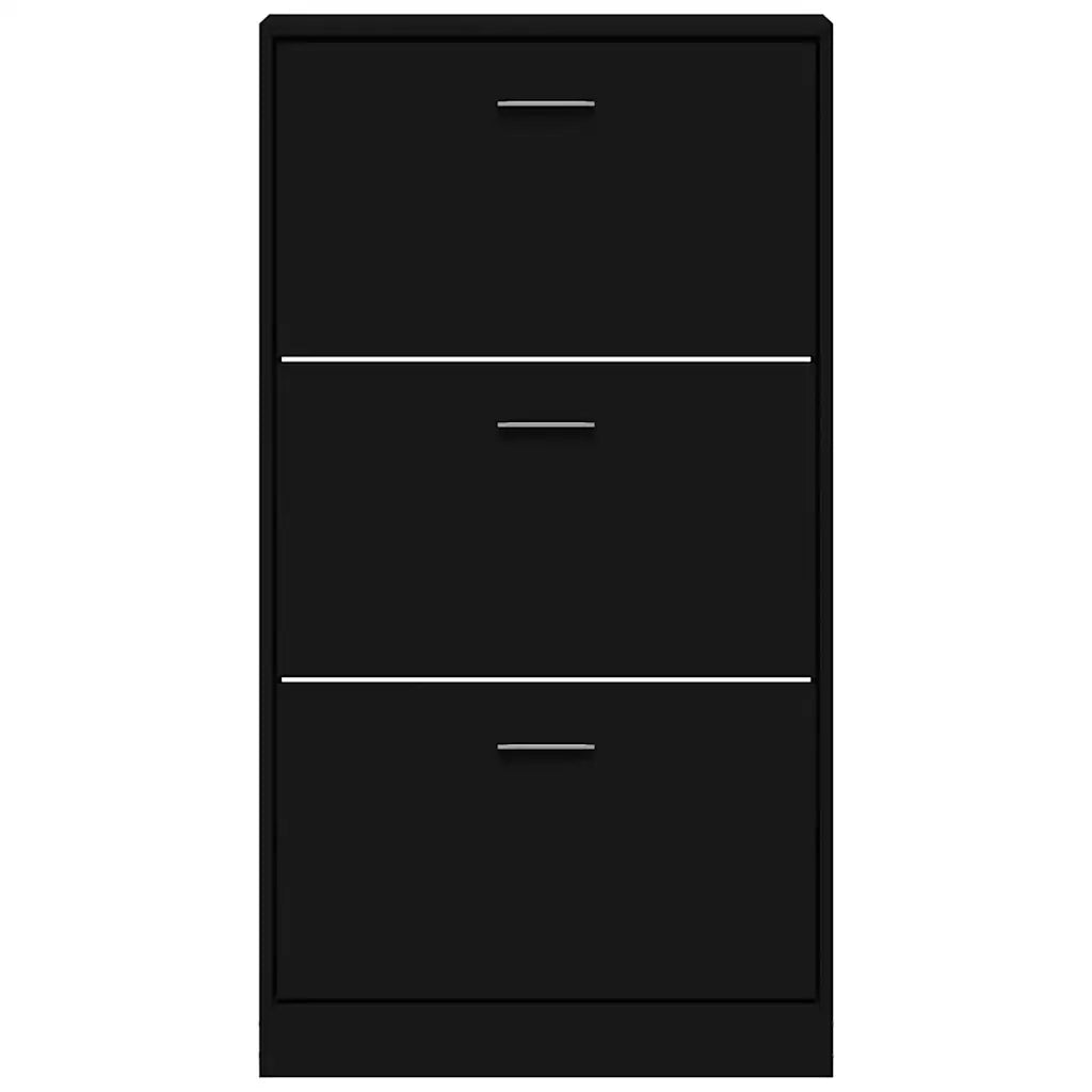 Scarpiera Nera 59x17x108 cm in Legno Multistrato 342528