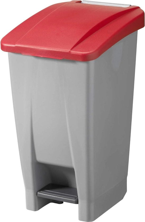 Cestino di Rifiuti 60 Litri Grigio Rosso - Cestino per Rifiuti per Casa e Ufficio 60 Litri