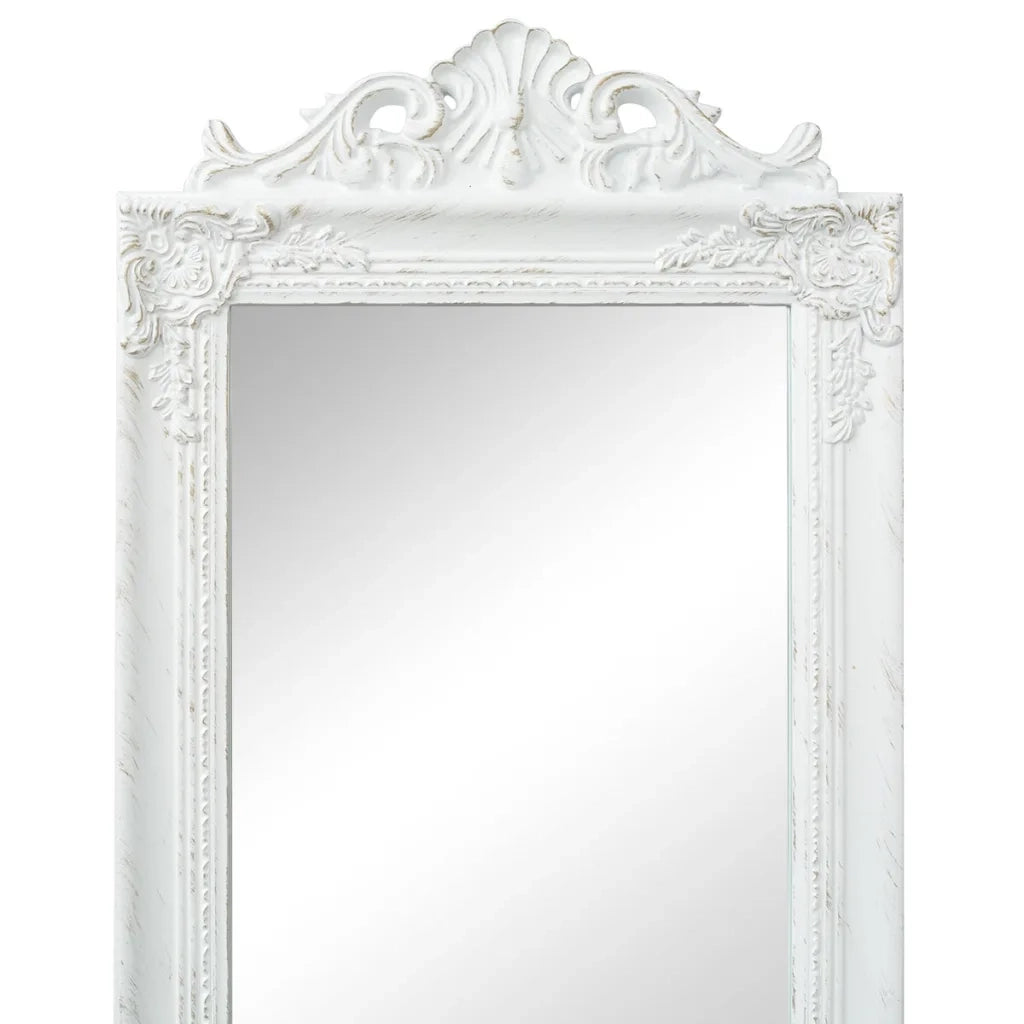 Specchio Autoportante Stile Barocco 160x40 cm Bianco