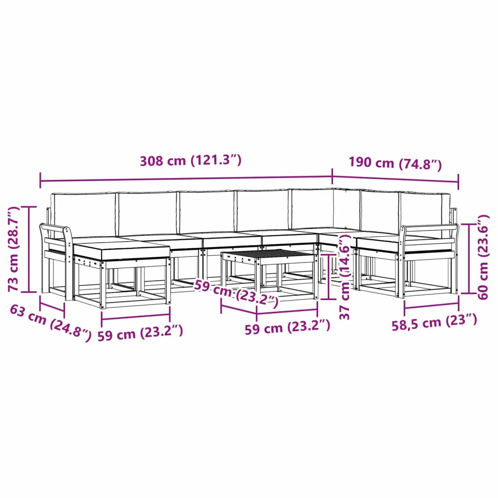 Set di divani da esterno 9 pz Bianco e Beige 3388087