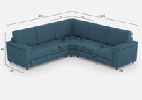 Divano Angolare 5 Posti 246x246x85 cm Marrak in Tessuto Avio