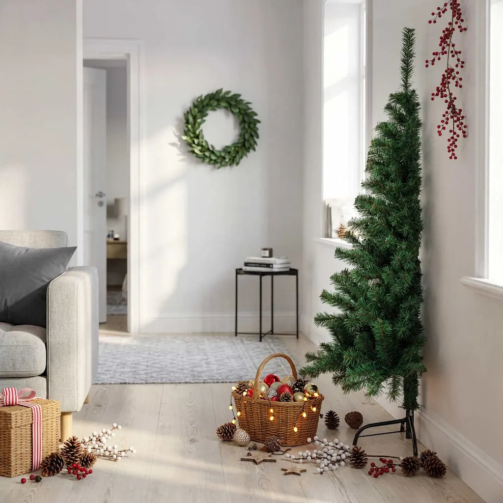 Albero di Natale Artificiale Metà con Supporto Verde 150 cm PVC 321031