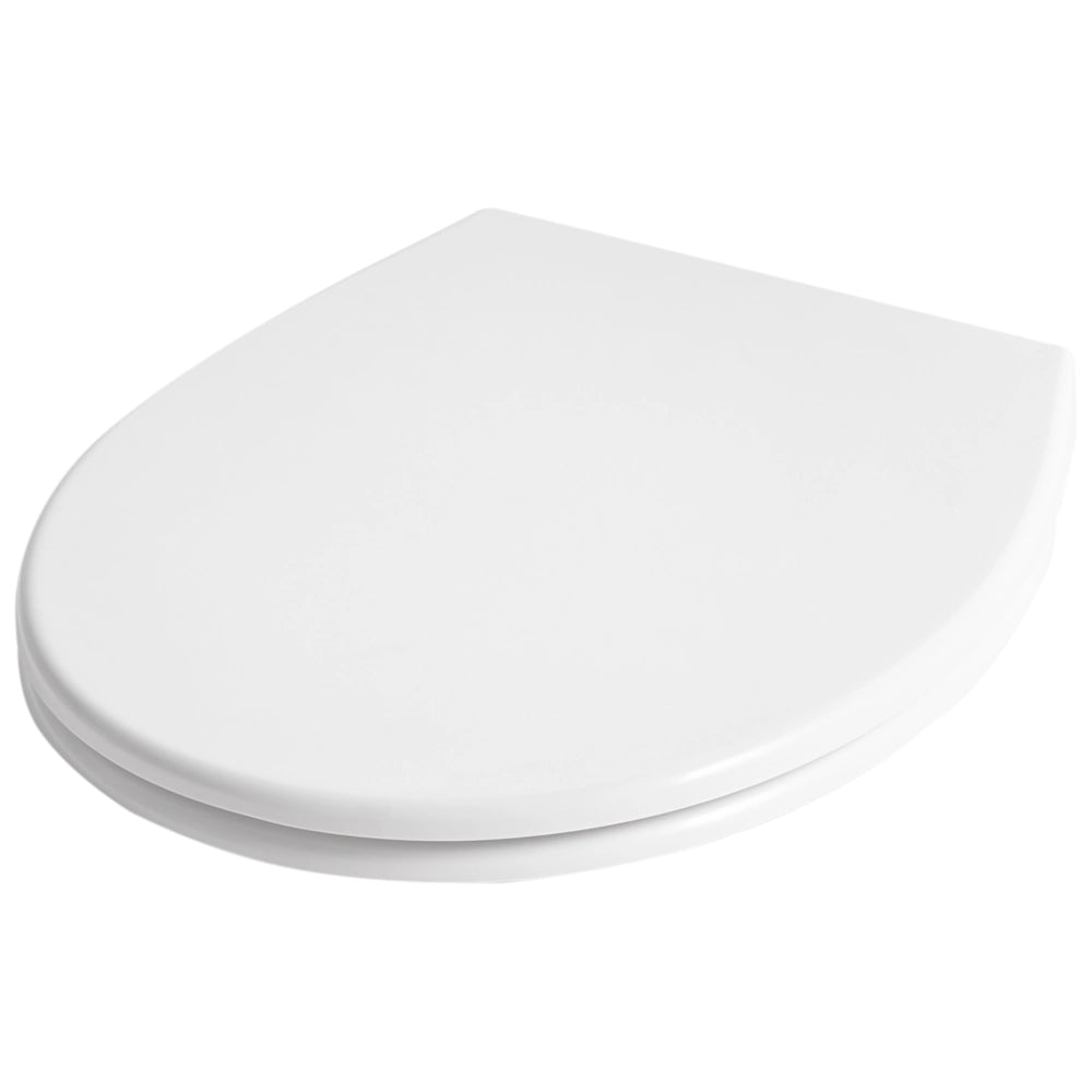 Sedile per wc Duroplast bianco 45 x 37 cm Distanza tra i fori 16 cm Chiusura morbida a sgancio rapido Stile minimalista wc bagno