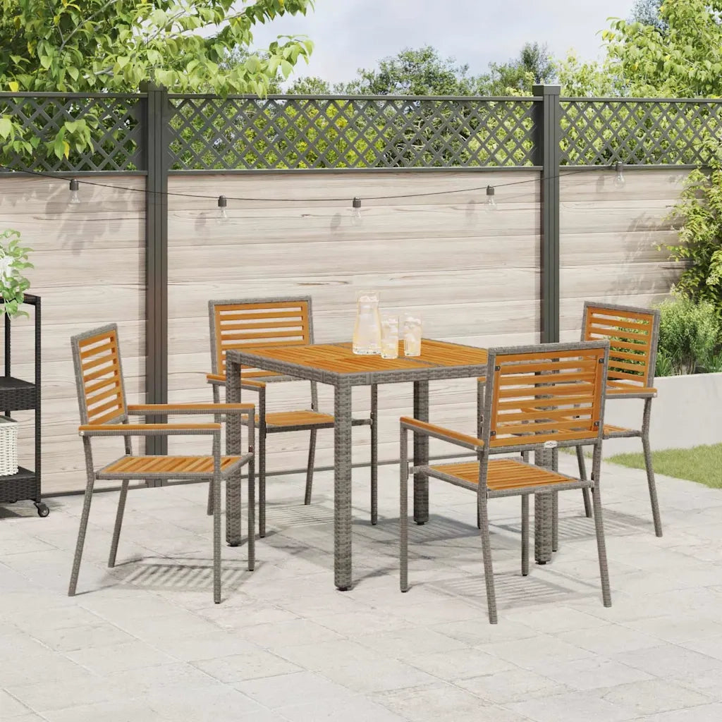 Set da Pranzo per Giardino 5 pz | Set Salotto da Giardino Grigio e Marrone polyrattan