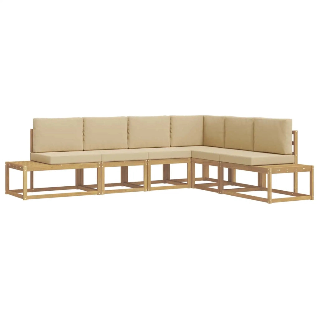 Set di divani da esterno 4 Pezzo Bianco e Beige Poliestere 3388197