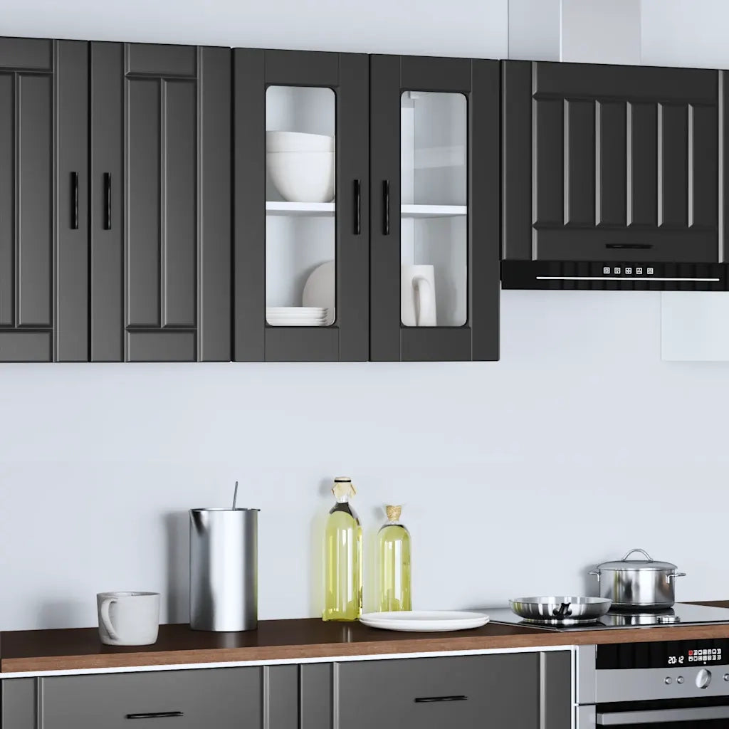 vidaXL Pensile da Cucina con Porta in Vetro Porto Nero