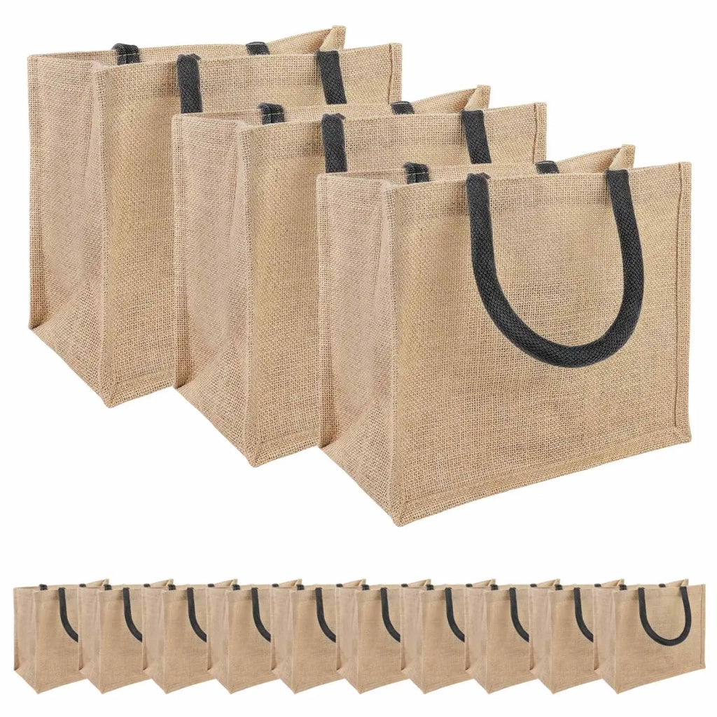 Borse in juta 50 Naturale e Nero 26 x 22 x 14 cm 42012280