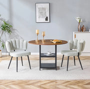 Set tavolo da pranzo rotondo 107 cm con 2 sedie bouclé