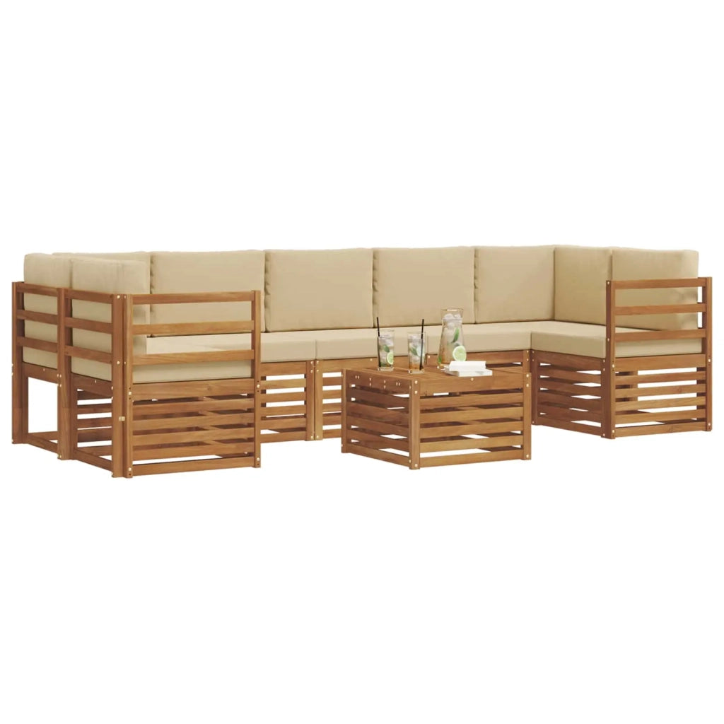 Set di divani da esterno con cuscino 8 pcs Naturale e Beige 3374513