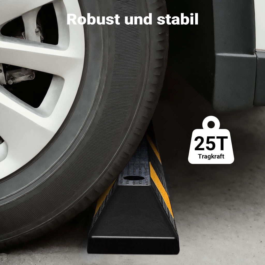 Delimitatore di parcheggio, battiruota in gomma 1830x150x100mm con fasce rifrangenti, Fermaruota