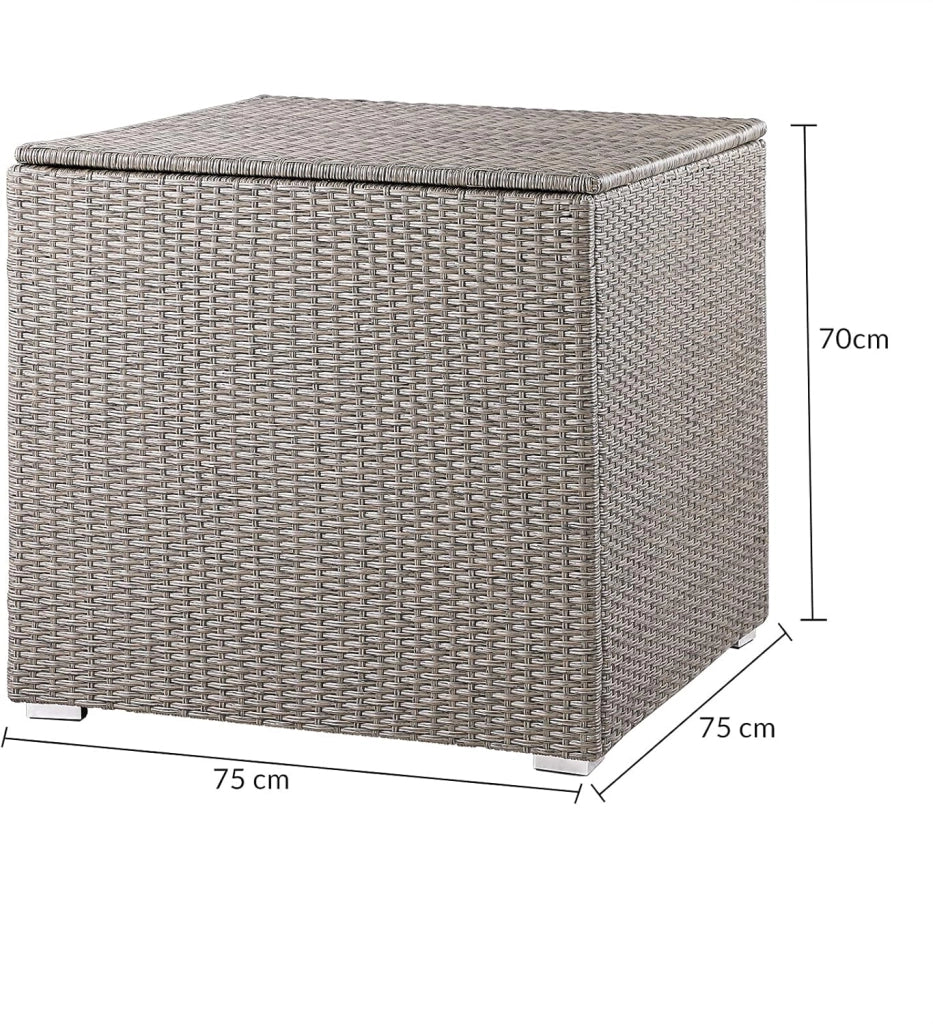 ® Baule da Giardino 318 L Impermeabile 75x75x70cm Contenitore Esterno Polyrattan Beige