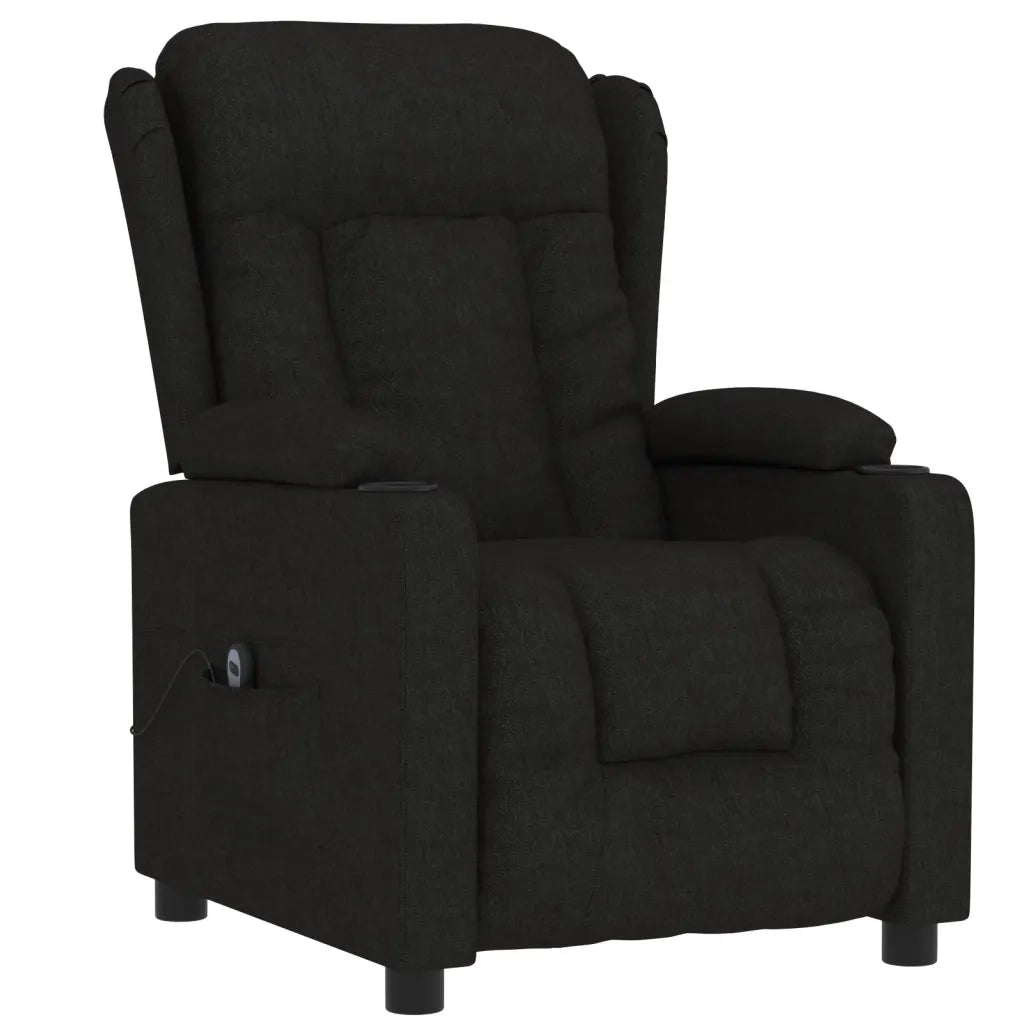 Poltrona Elettrica Reclinabile Nera in Tessuto 3098779