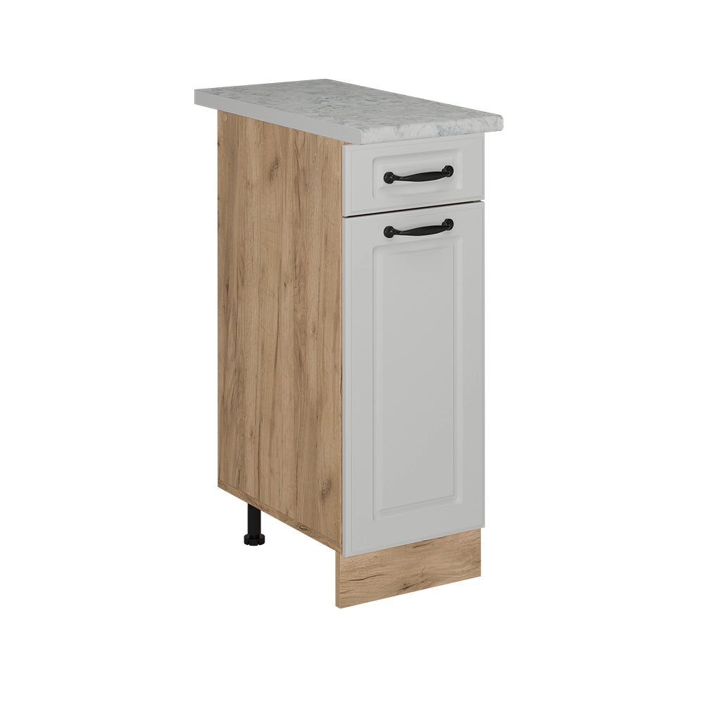 Mobiletto base per cucina R-Line Bianco rustico/Rovere dorato 30 cm PL Marmo Vicco
