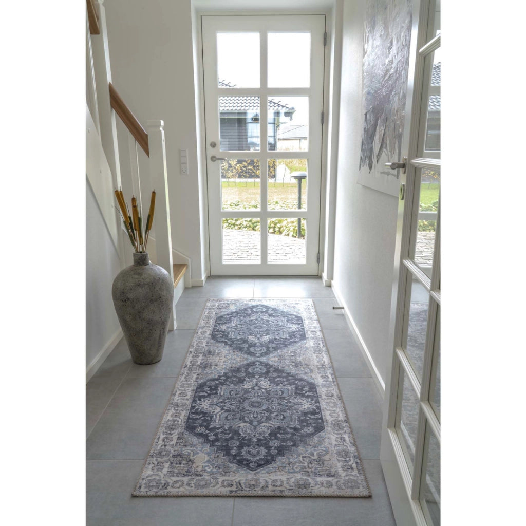 Tappeto Rettangolare Havana, Blu, Polistirene Cinigliato, 200x80x1 cm
