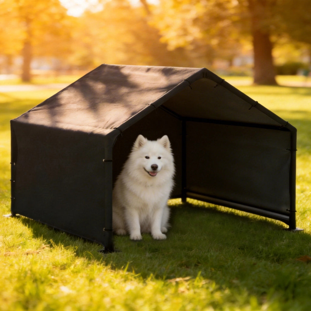Cuccia per Cani da Esterno ¨C Zephmum ¨C Tessuto Oxford, 125x110x93 cm, Nero