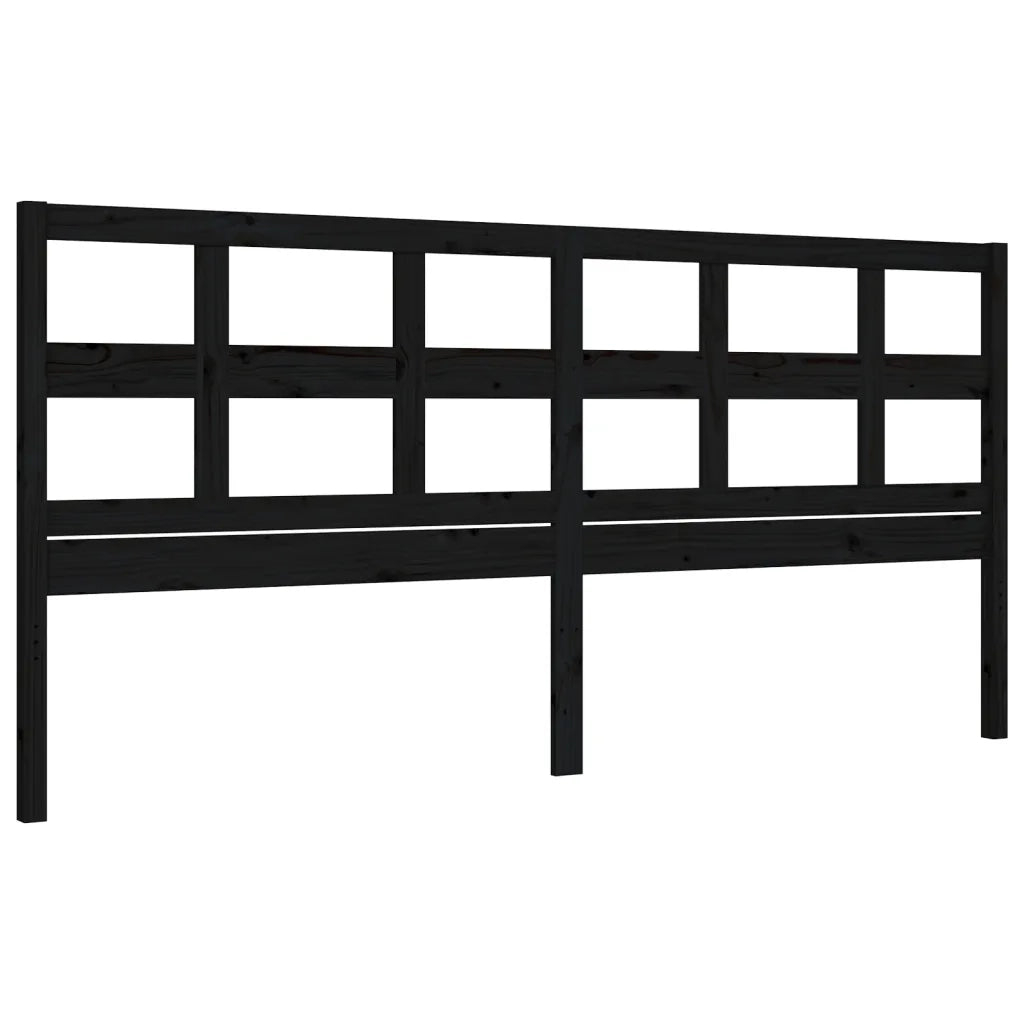 Giroletto con Testiera Nero 200x200 cm in Legno Massello 3193035