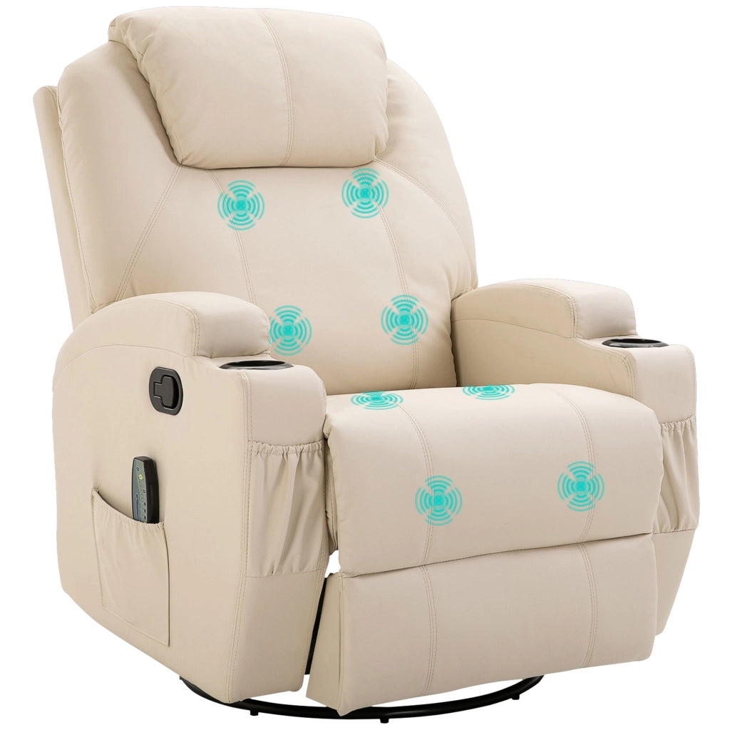 Poltrona Relax Reclinabile Massaggiante Elettrica con Poggiapiedi e Vibrazione ¨C Xylo ¨C Tessuto Crema