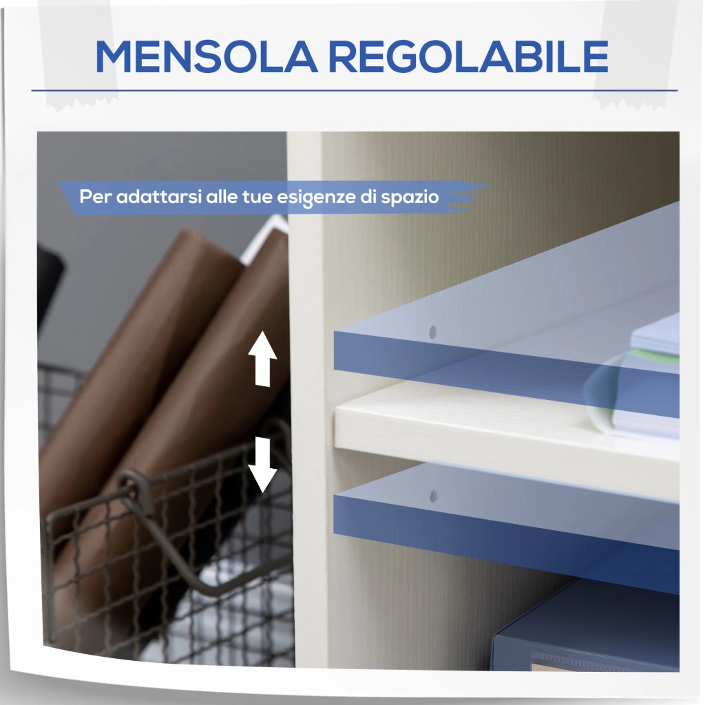 Carrello Porta Stampante con Ruote ¨C Xylo ¨C Legno Bianco Ripiano Regolabile