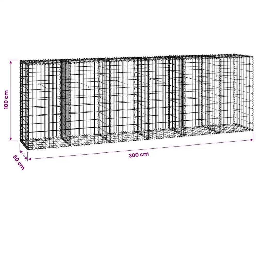 Gabion Wall With Cover, Galvanized Steel, 300x50x100 Cm