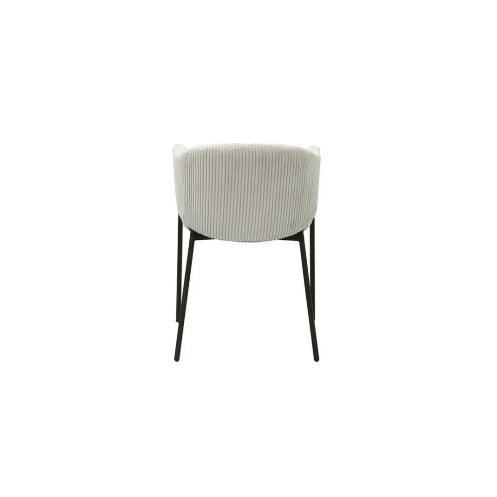 Sedia da pranzo IMANY – Velluto a coste grigio chiaro – Braccioli – Piedi in metallo nero – Stile design / industriale