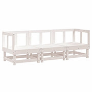 Set Salotto da Giardino 3 pz | Set di Mobili da Esterno Bianco in Legno Massello di Pino