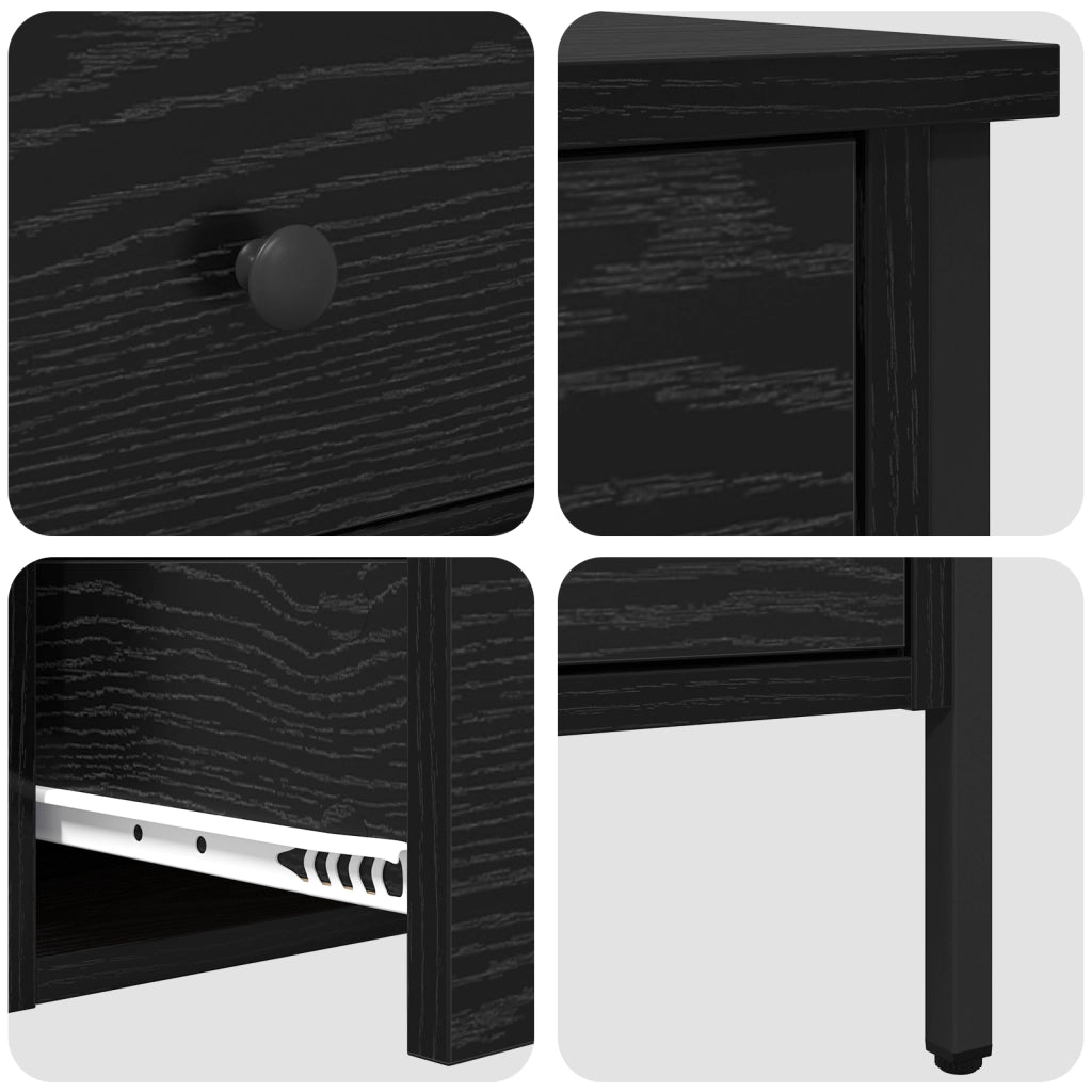 Mobiletto Comodino Nero di Quercia 40x42x50 cm in Legno Ingegnerizzato