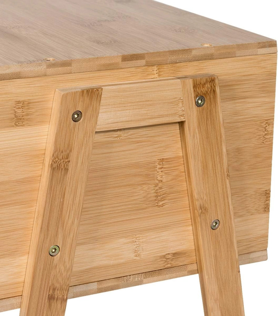 Set di 2 Tavolini da Salotto, Set di 2 Comodini in Bambù con 2 Ripiani Aperti e Gambe Robuste, Tavolini da Divano e Letto, 43 x 29 x 42cm