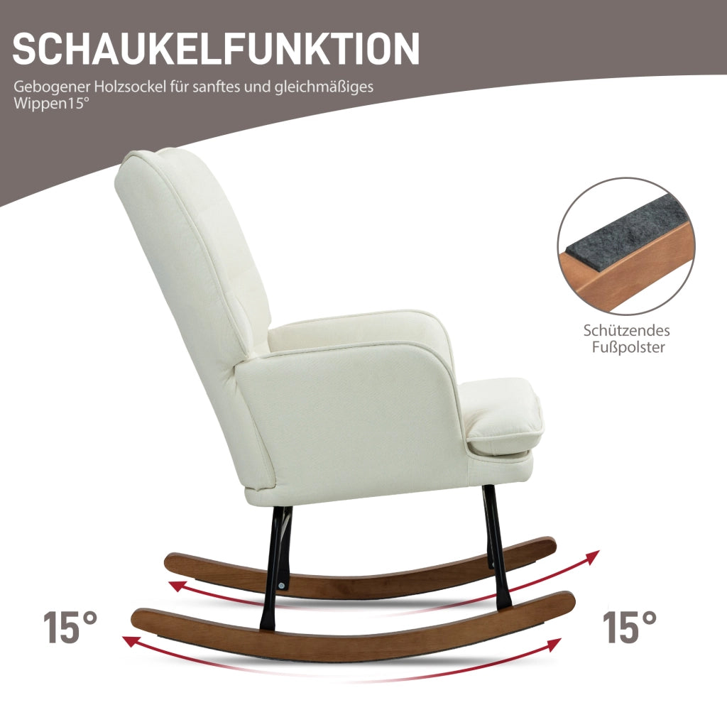 Poltrona Dondolo con Pouf ¨C Minimal ¨C Crema 64x89x90