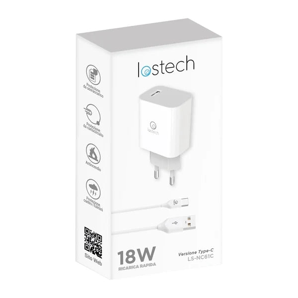 Caricabatteria Smartphone Rapido Ls N Lostech Bianco 220 V 100 cm 3 Pezzi