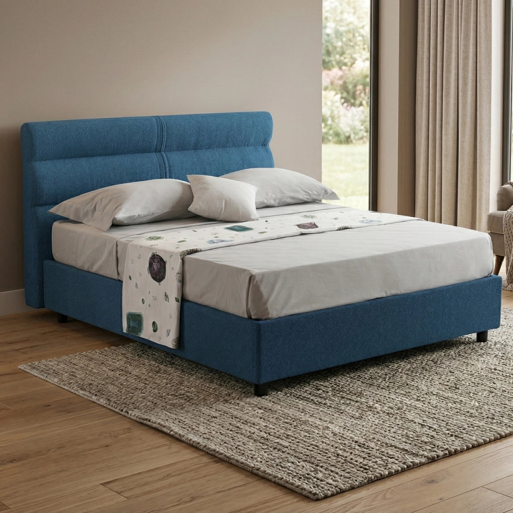 Briona, Letto Piazza e Mezza Sfoderabile Made in Italy, blu