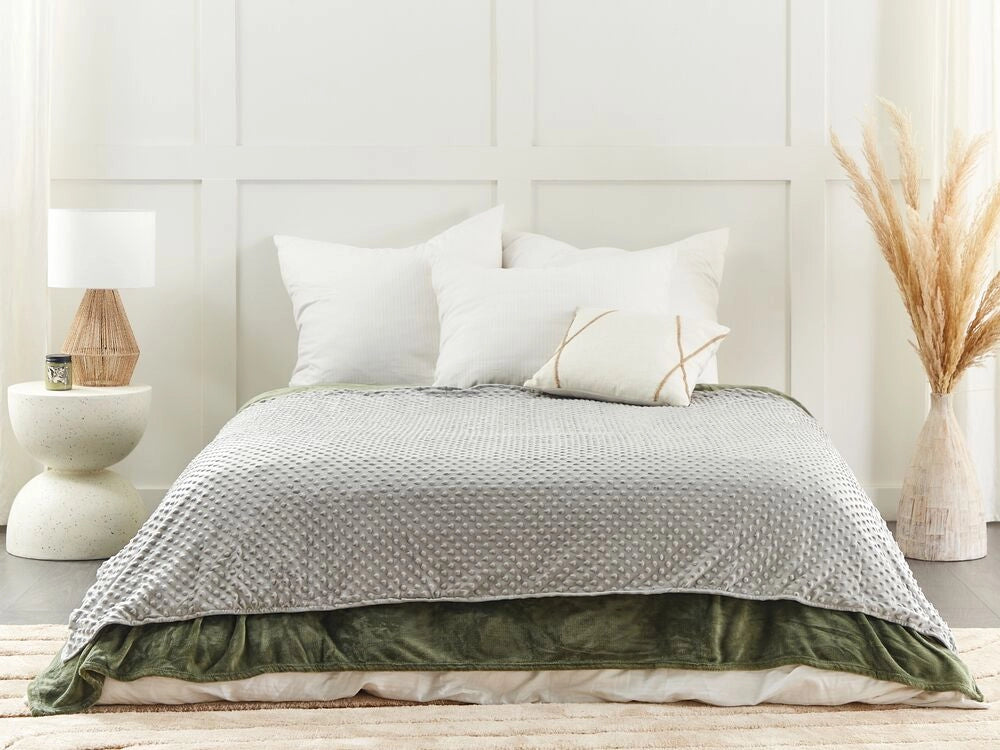 Copripiumino per coperta ponderata Grigia Tessuto poliestere 135 x 200 cm Motivo a pois Design moderno Tessile camera da letto