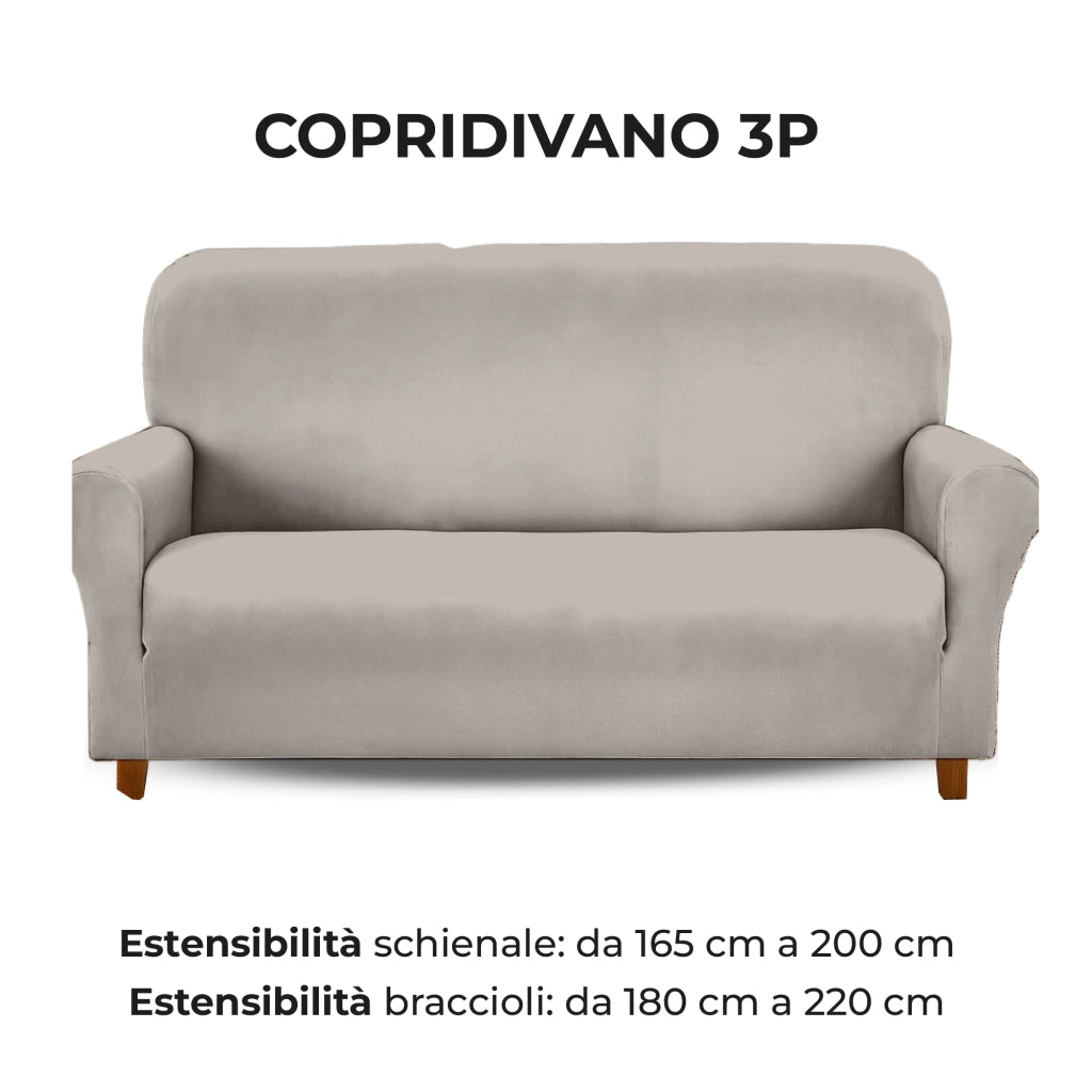 Copridivano In Velluto Elegante Impermeabile Tessuto Elasticizzato Antimacchia Copripoltrona Salva Divano Due Tre Posti Cover Sofà Universale Certificato Oekotex Antigraffio Animali  Grigio - Divano 3 posti