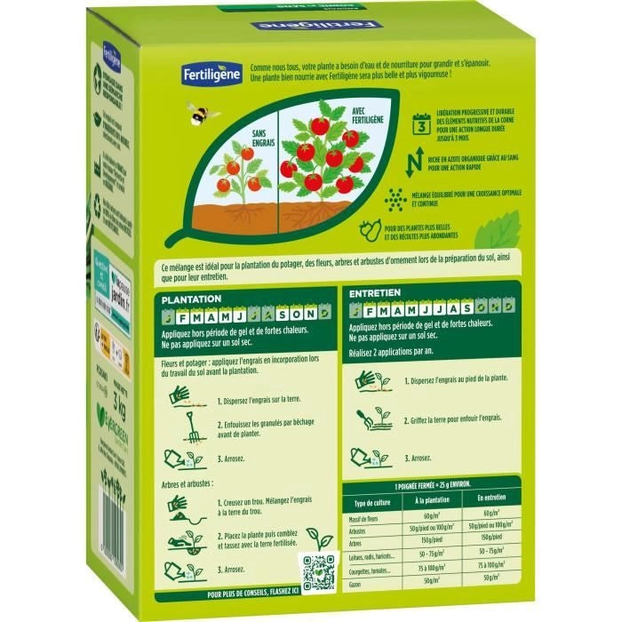 FERTILIGENE FCOSAN3 - Concime Corno e Sangue 3 kg - Azione rapida e duratura - Nutre fino a 3 mesi - Fino a 60m concimati