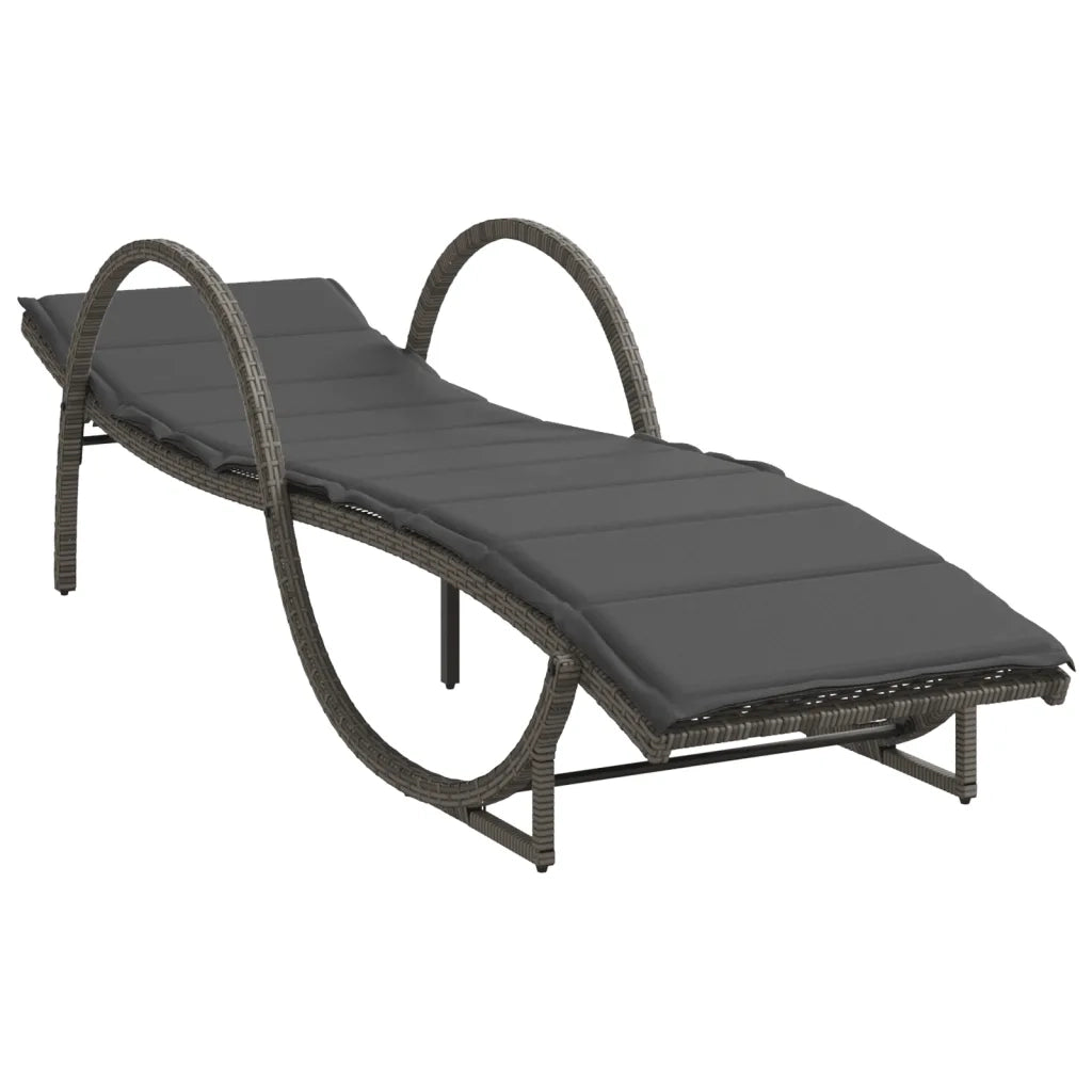 Lettini Prendisole 2 pz | Sdraio da giardino | Lettino da sole con Cuscini Grigio in Polyrattan