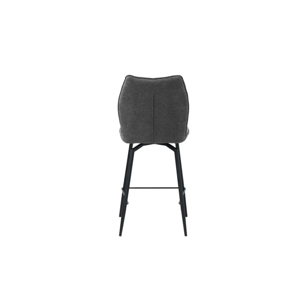 Sedia da bancone girevole CROFT - Tessuto grigio scuro - Piedi in metallo nero - Altezza 103 cm - Stile design/industriale