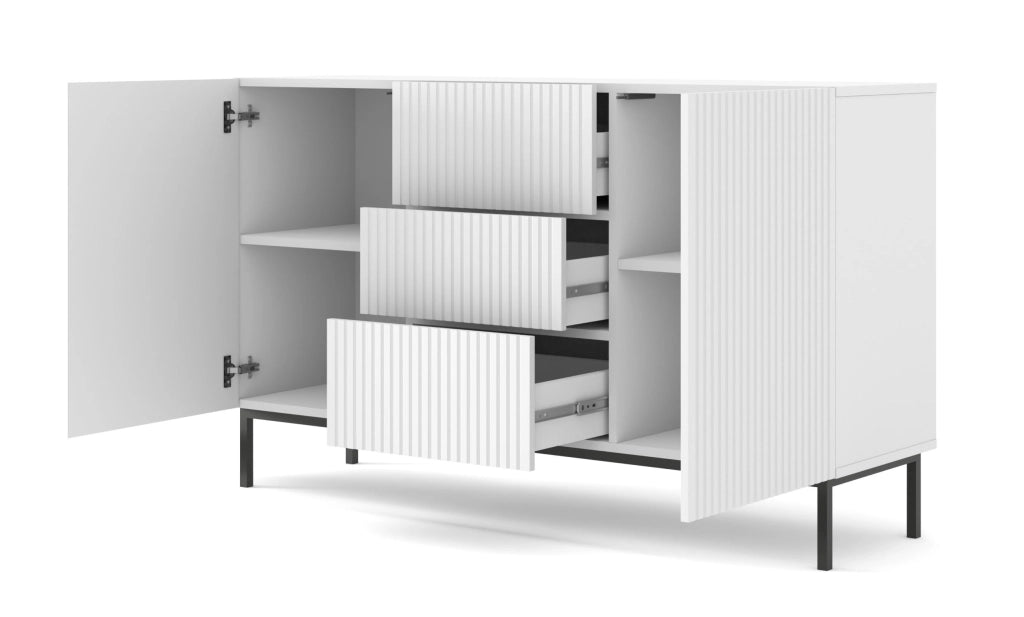 MOBILE RAVENNA B MOBILE IN MDF RIVESTITO IN FOGLIO 2D3S 150 BIANCO OPACO TELAIO NERO
